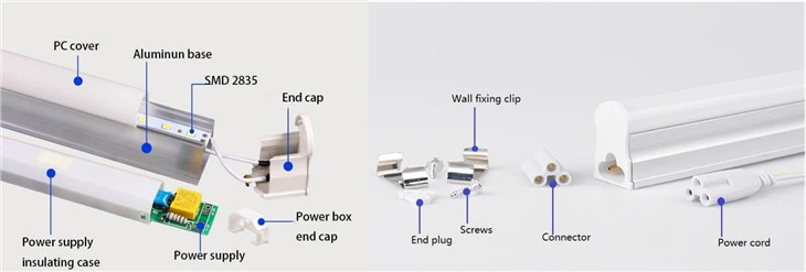 2ft 4ft Lighting Led Tubes Housing Fluorescent Fixture 18W Integrated T5